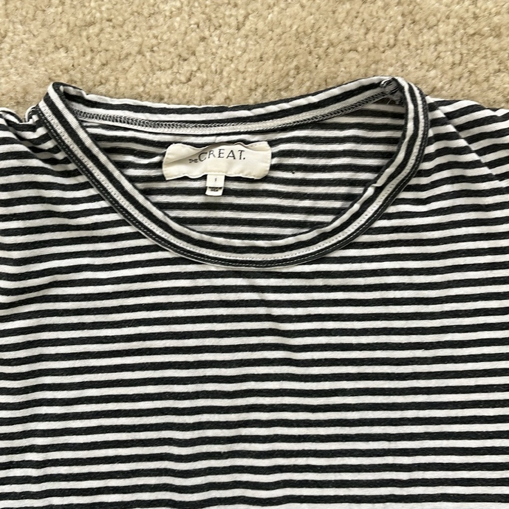 THE GREAT. long striped maxi cotton dress